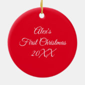 カスタムPhoto Reindeerベビーの初めてのクリスマス セラミックオーナメント (裏面)