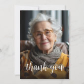 カスタムPhoto Sage Green 80th誕生日パーティー サンキューカード (正面)