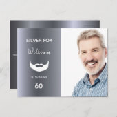 カスタムphoto silver fox birthday invitation ポストカード (正面/裏面)