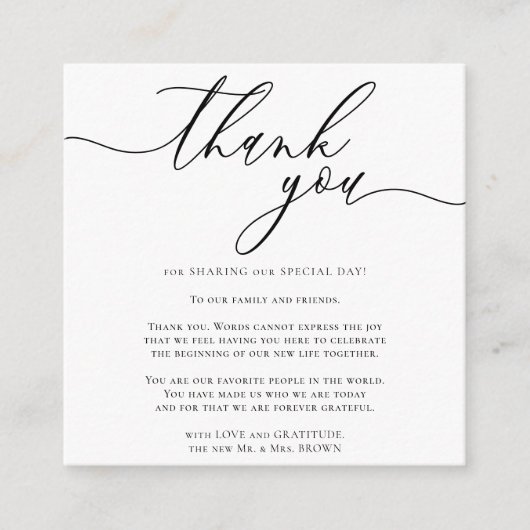 カスタムPhoto Thank You Mini エンクロージャーカード (正面)