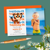 カスタムPhoto Threenager Boy 3rd Birthdayパーティー 招待状