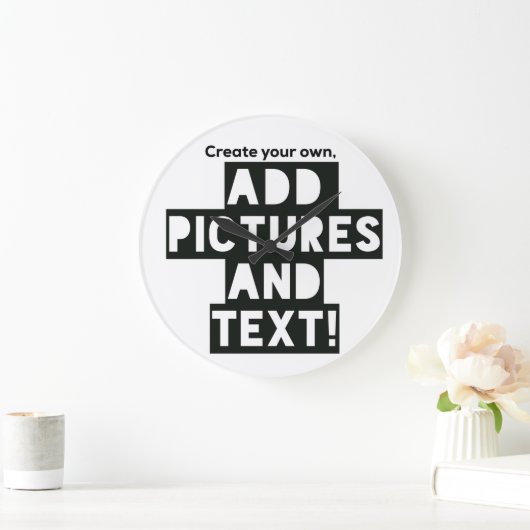 カスタムPHOTO WALL CLOCK – 写真のアップロード、文字の追加! ラージ壁時計 (ホーム)