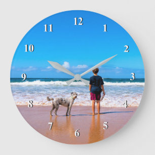 カスタムPhoto Wall Clock Your Petsデザイン – 夏 ラージ壁時計