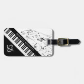 カスタムPiano Music Notesスクリプト名白黒 ラゲッジタグ (正面横)