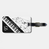カスタムPiano Music Notesスクリプト名白黒 ラゲッジタグ (裏面横)