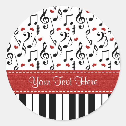 カスタムPiano Music Notesスタンプ ラウンドシール (正面)