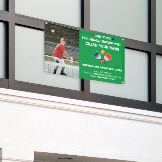 カスタムPickleball Coaching Class Lessons Green 横断幕 (ビルの外側)