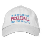 カスタムPickleball Team Club，プレイヤー名テキスト 刺繍入りキャップ (正面)
