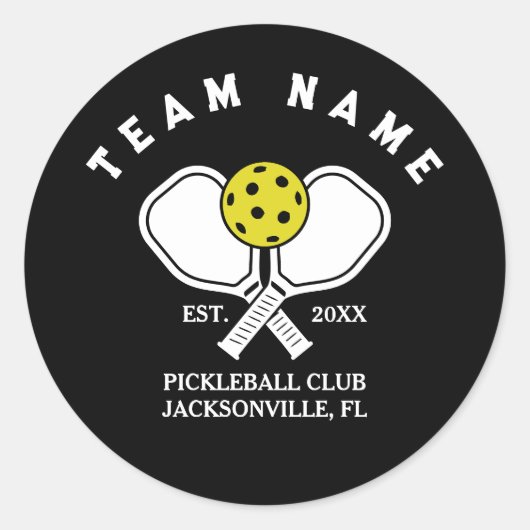 カスタムPickleball Team Keychain – クラブ名ギフト ラウンドシール (正面)