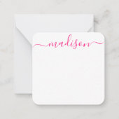 カスタムPinkフェミニンタイポグラフィ名スクリプト ノートカード (正面)