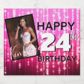 カスタムPink Any Age Sparklesフォト誕生日 スパークリングワインラベル (シングルラベル)