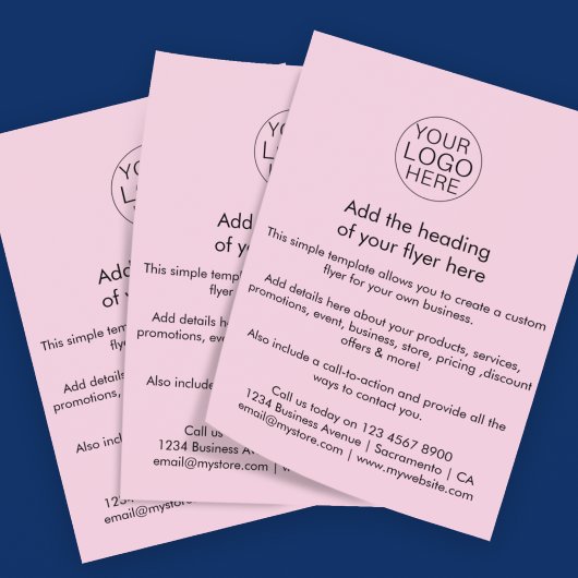 カスタムPink Businessロゴテンプレート チラシ