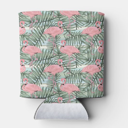 カスタムPink Flamingoes Palm Leafs Pattern C 缶クーラー (裏面)