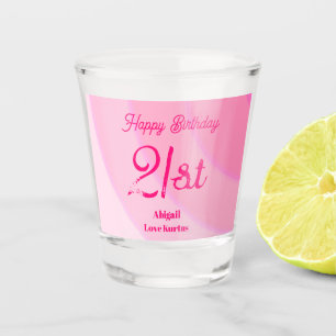 カスタムPinkSwirls 21st Shot Glass ショットグラス