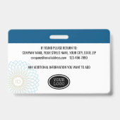 カスタムPrivate Security Guard ID Photo Blue バッジ (裏面)