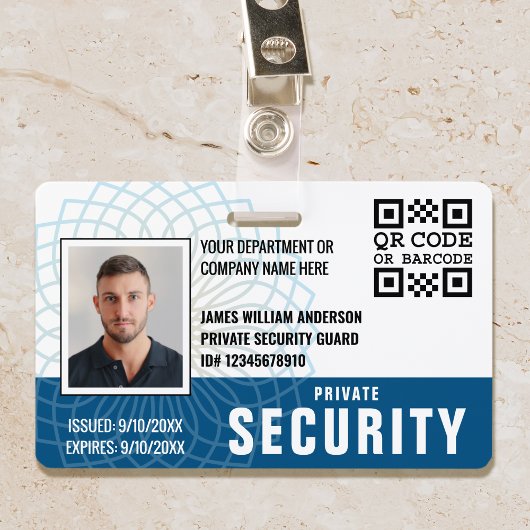カスタムPrivate Security Guard ID Photo Blue バッジ