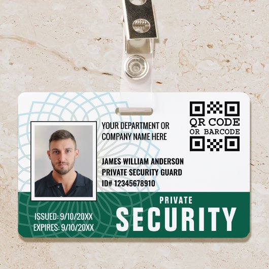 カスタムPrivate Security Guard ID Photo Green バッジ