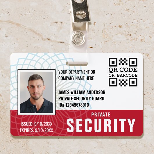 カスタムPrivate Security Guard ID Photo Red バッジ