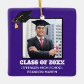 カスタムPurple Senior Graduation Photo 2023 セラミックオーナメント (正面)