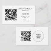 カスタムQRコードここにロゴをバーコードモダン 名刺 (正面/裏面)