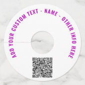 カスタムQRコードと文字ワイングラスラベルテンプレート ワイングラスタグ (正面)
