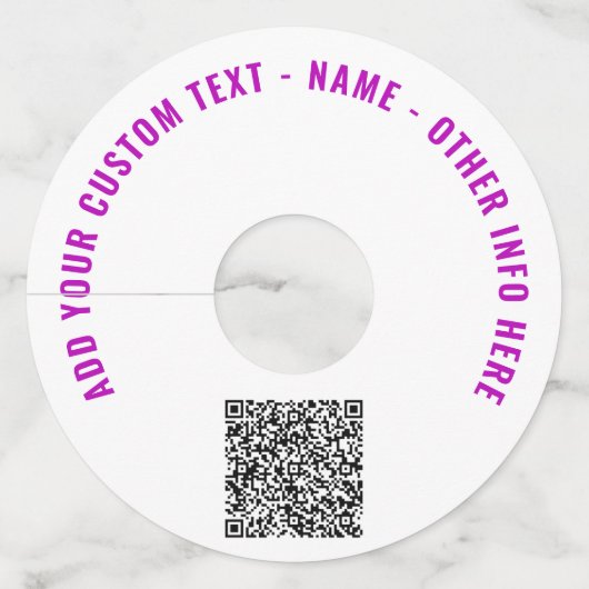 カスタムQRコードと文字ワイングラスラベルテンプレート ワイングラスタグ (正面)