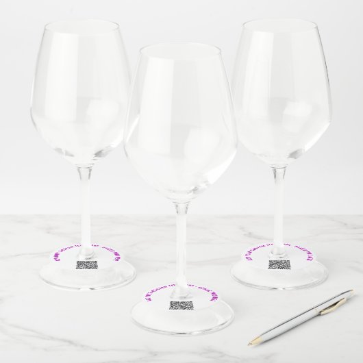 カスタムQRコードと文字ワイングラスラベルテンプレート ワイングラスタグ (セット)