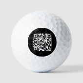 カスタムQRコードまたは写真連絡情報IDラベル黒 ゴルフボール (正面)