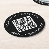 カスタムQRコードスキャンでより多くの情報文字黒 ラウンドペーパーコースター (アングル)
