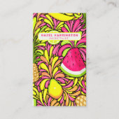 カスタムQRコードスキャン可能な熱帯カラフル果実 名刺 (正面)
