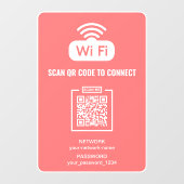 カスタムQRコードフリーWIFIパスワードネットワークピンク ウィンドウサイン (シート)