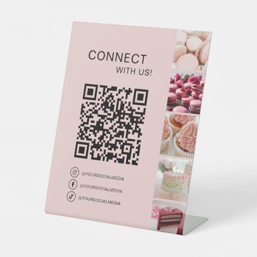 カスタムQRコードベーカリー菓子ケーキショップ 台座サイン (正面)