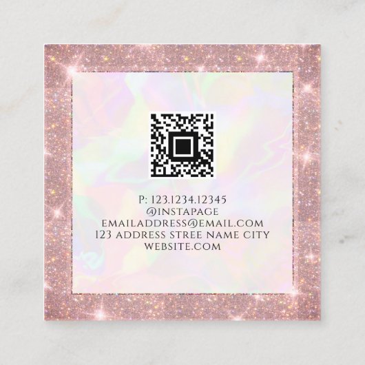 カスタムQRコードホログラフィフェイクックファッション スクエア名刺 (裏面)
