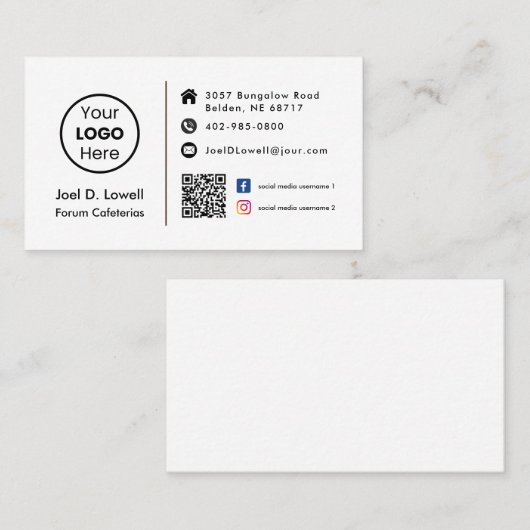 カスタムQRコードモダンソーシャルメディアプロフィール 名刺 (正面/裏面)