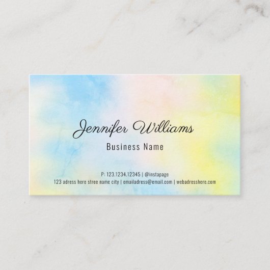 カスタムQRコードレインボーパステルカラーシンプルモダン 名刺 (正面)