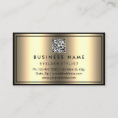 カスタムQRコードロゴまつげフェイク金ゴールド 名刺 (裏面)