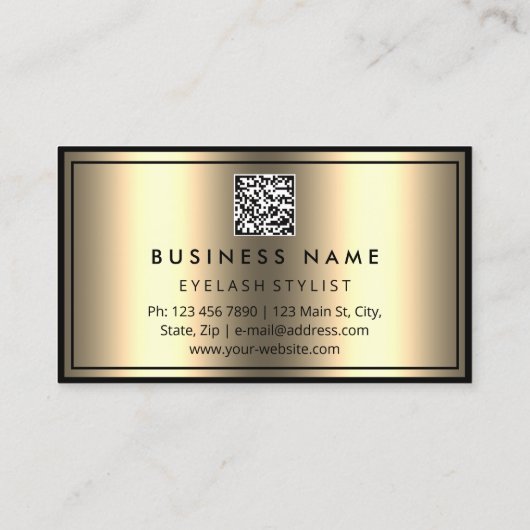 カスタムQRコードロゴまつげフェイク金ゴールド 名刺 (裏面)