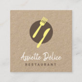 カスタムQRコードロゴキッチンビジネス&レストラン スクエア名刺 (正面)