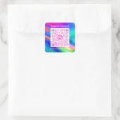 カスタムQRコードロゴショップホログラフィックピンク スクエアシール (バッグ)