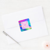 カスタムQRコードロゴショップホログラフィックピンク スクエアシール (封筒)