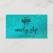 カスタムQrコードロゴソーシャルメディアグリッターティール(緑がかった色) 名刺 (正面)