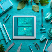 カスタムQrコードロゴソーシャルメディアグリッターティール(緑がかった色) 名刺