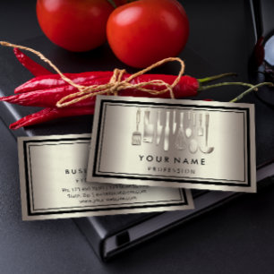 カスタムQRコードロゴレストラン料理シェフバラ 名刺