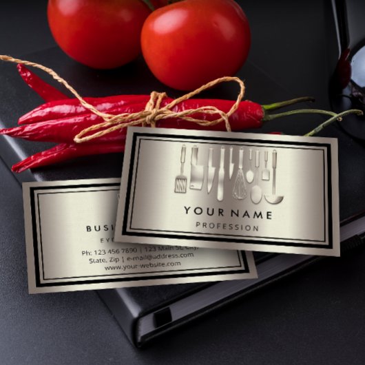 カスタムQRコードロゴレストラン料理シェフバラ 名刺