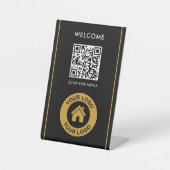 カスタムQRコードロゴ文字モダン事業 台座サイン (正面)