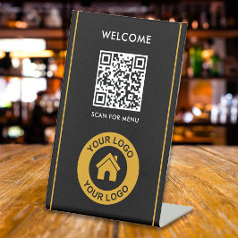 カスタムQRコードロゴ文字モダン事業 台座サイン