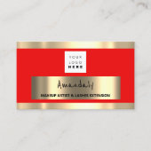 カスタムQRコードロゴ赤金ゴールド 名刺 (正面)