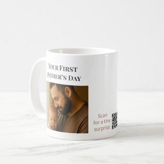 カスタムQRコード付きファースト父の日マカスタムグ コーヒーマグカップ (正面左)