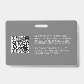 カスタムQRコード写真ロゴグレー社員IDバッジ バッジ (裏面)