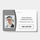 カスタムQRコード写真ロゴグレー社員IDバッジ バッジ (正面)